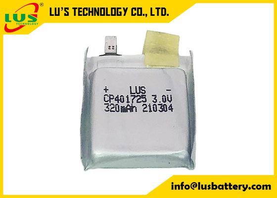 Dünne Batterie CP401725 für aufspürbares intelligentes Volt 320 Mah Flexible Lithium Manganese des Aufkleber-3,0