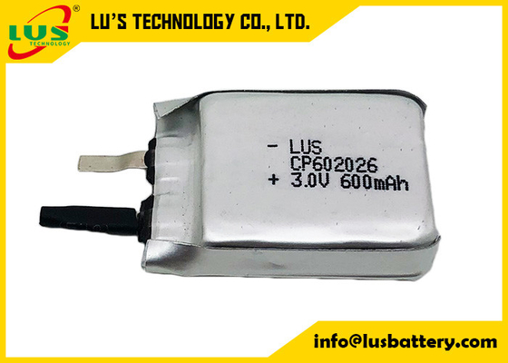 Dünne 3.0v CP602026 600mah nicht wiederaufladbare Lithium-Batterie LiMnO2 ultra für aktiven Umbau RFID