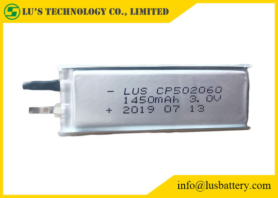 Dünne Primärlithium-batterie Cp502060 3.0V 1450mAh ultra Zellenlimno2