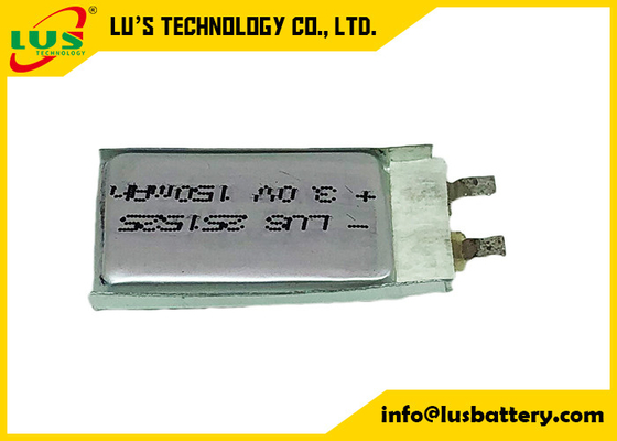 Flache Lithium-Mangan-Dioxid-Batterie CP251525 3.0v 150mah Li Po Ultra Thin Battery