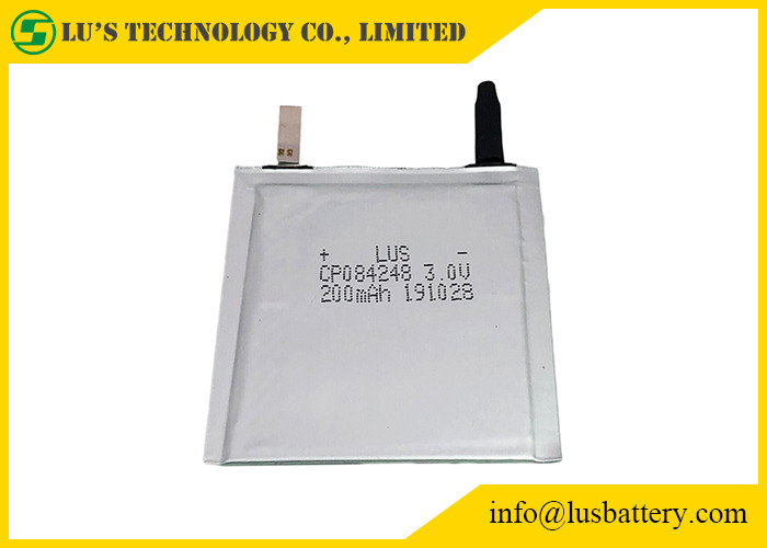 Lithium-Mangan-Batterie 3.0v 200mah CP084248 der flexiblen Verpackung für aufspürbaren intelligenten Aufkleber