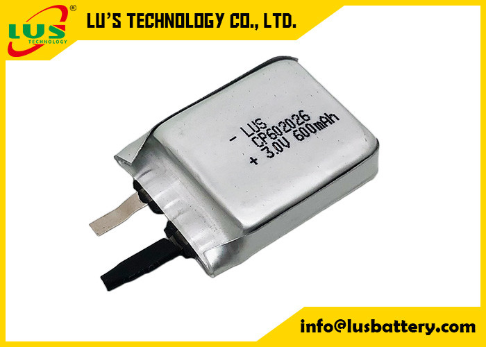 Dünne 3.0v CP602026 600mah nicht wiederaufladbare Lithium-Batterie LiMnO2 ultra für aktiven Umbau RFID