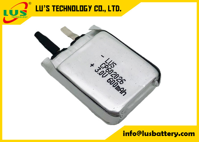 Dünne 3.0v CP602026 600mah nicht wiederaufladbare Lithium-Batterie LiMnO2 ultra für aktiven Umbau RFID