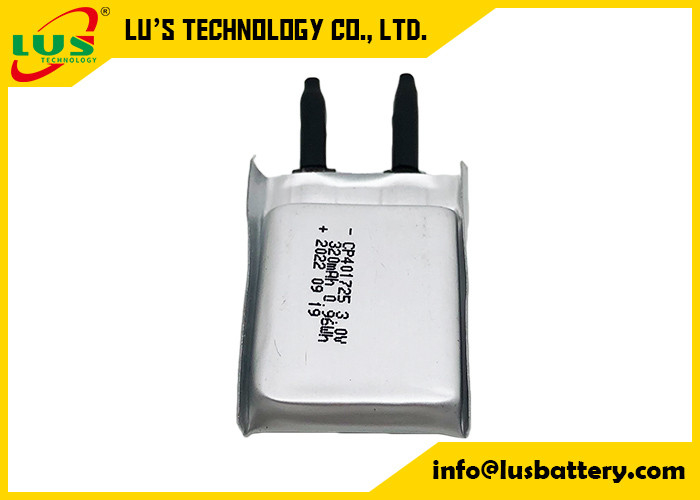 3.0V nehmen dünne flexible Batterie CP401725 320mah ultra Batteires für Chipkarten ab