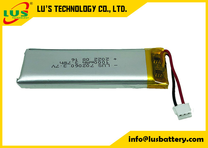 LP702060 Li Ion Polymer Rechargeable Battery 3.7V 1 ah mit PCM für intelligenten Entwurf