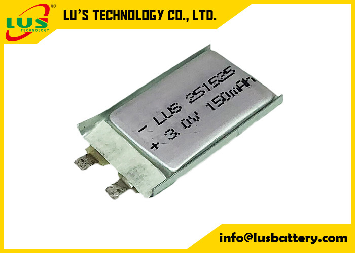 Beutel-Zellen-PTC-Sicherheit CP251525 hohe Rate Battery 3.0v 150mah Limno2 für Karten-Anwendungen