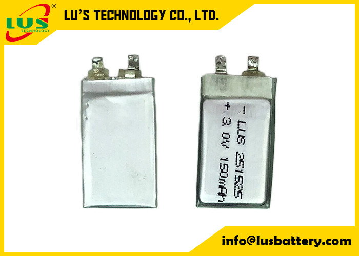Beutel-Zellen-PTC-Sicherheit CP251525 hohe Rate Battery 3.0v 150mah Limno2 für Karten-Anwendungen
