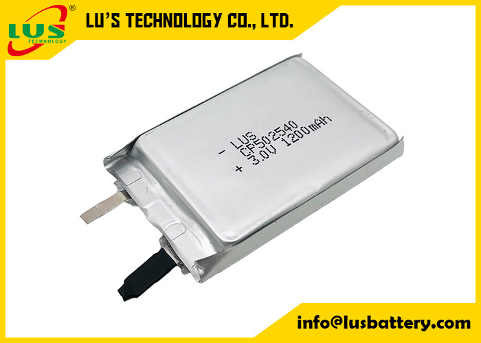 Nicht wiederaufladbare CP502540 Dünnfolie Li-Ionenbatterie 3V 1200mAh CF502540 Dünnfolie Primär Lithiumbatterie