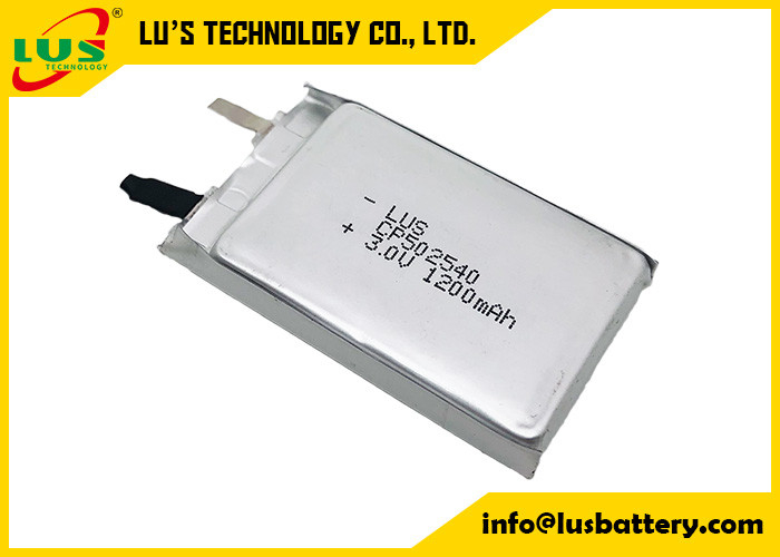 Nicht wiederaufladbare CP502540 Dünnfolie Li-Ionenbatterie 3V 1200mAh CF502540 Dünnfolie Primär Lithiumbatterie