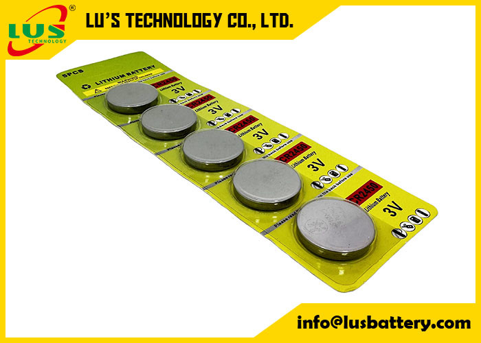 CR2450 Lithiumbatterie 3v ECR2450 Batterien für ESL Lithium-Münzenzellenbatterie CR2450 in Zellkarte (5 PCs Pack)
