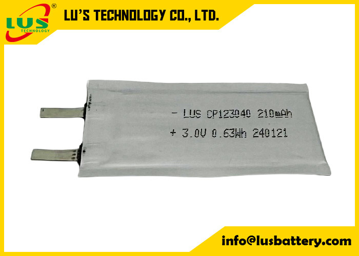 Cp123040 Ultra Thin Primary Lithium Battery 3,0 Volt 210mAh Li-Mno2-Batterie Anpassung
