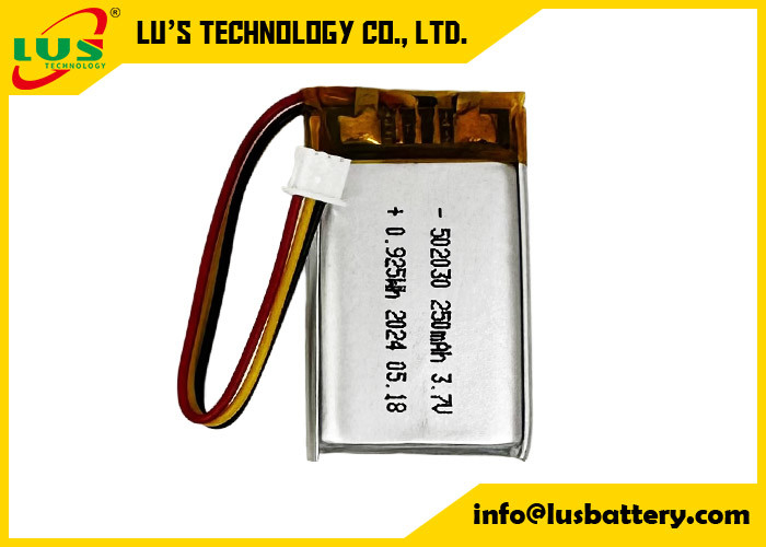 3.7V wiederaufladbare Batterie 502030 Li Polymer Batterie LP502030 3.7V 250mAh dünne wiederaufladbare Zelle