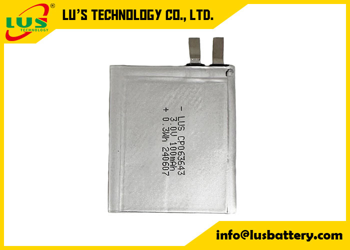 CP063643 3,0 Volt 100mAh Kleine Lithiumbatterie 3V CP063643 Ultraschmale Batterie für IoT/RFID