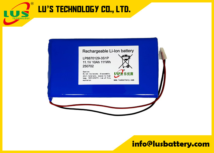 3.7V 10000mAh Lithium-Polymer-Batterie LP8870129 kundenspezifisch 3S1P Lipo-Batterie 11,1volt 10AH