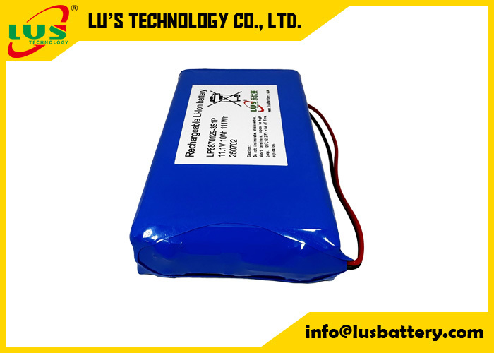 3.7V 10000mAh Lithium-Polymer-Batterie LP8870129 kundenspezifisch 3S1P Lipo-Batterie 11,1volt 10AH