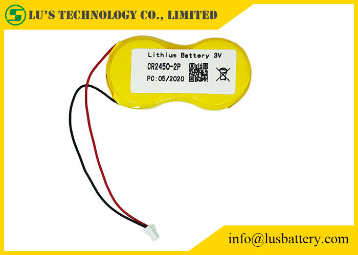 CR2450-2P Knopf-Lithium-Münzen-Zelle 1200mah 3.0v mit Verbindungsstück der Draht-JST