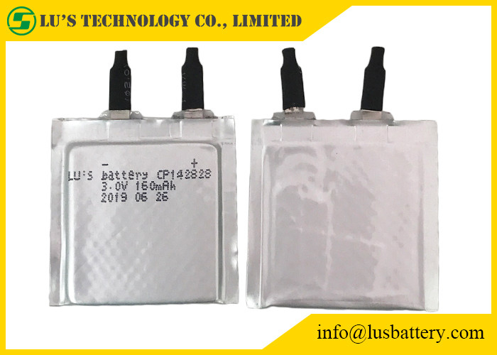KEINE wieder aufladbare weiche Limno2 Batterie 3.0v 160mah CP142828 für Sensor-Ausrüstung