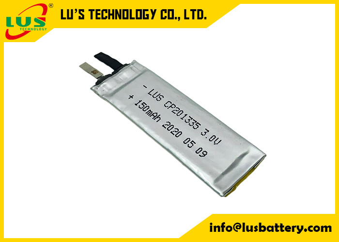 Kundenspezifische flexible Lithium-Batterie CP201335 der Anschluss-3.0V 150mAh LiMnO2 für Umbauten
